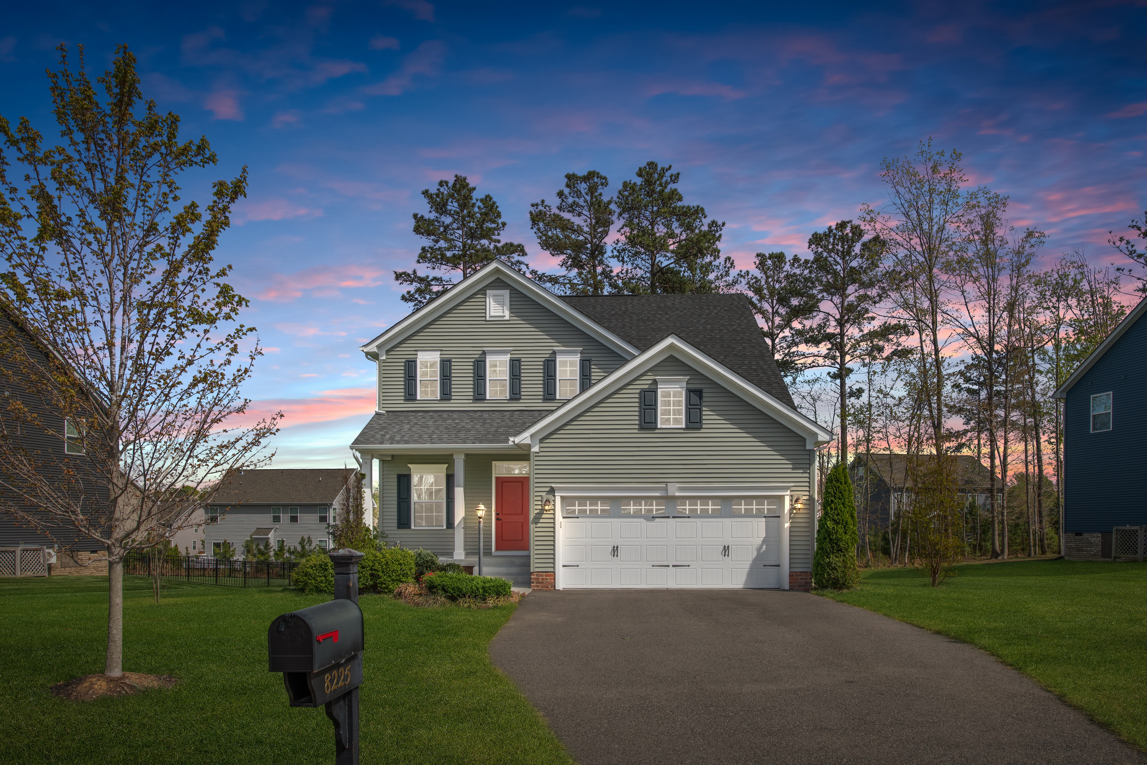 Virtual twilight illustration of the same Richmond rental exterior