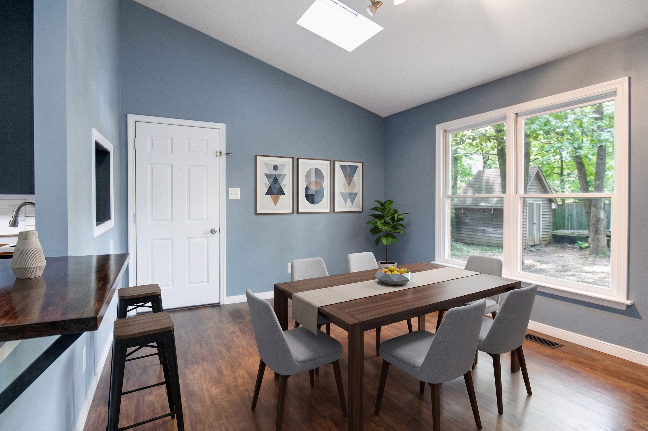 Virtually staged illustration of the same vacant rental room