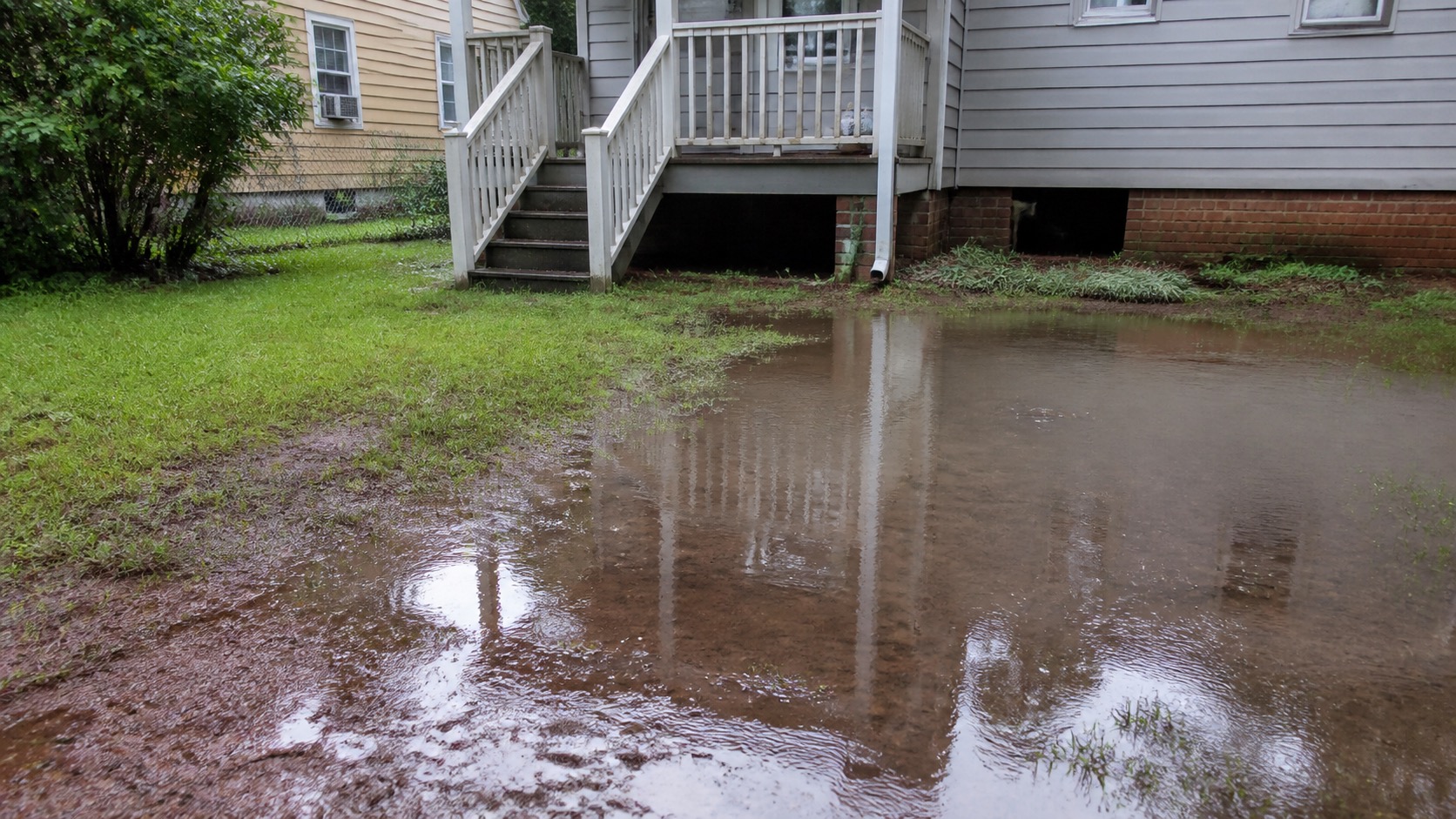 Yard Drainage, Erosion & Standing Water in a Richmond Rental
